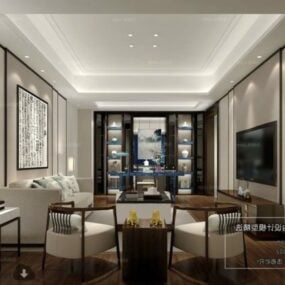 Elegant House White Living Room Interior Scene 3d model