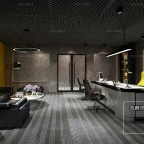 Endüstriyel Stil Ofis Resepsiyon Alanı İç Sahne 3d modeli