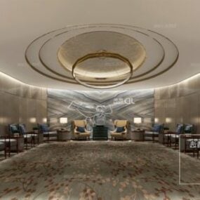 Kinesiskt företag lyxigt vardagsrum interiör scen 3d-modell