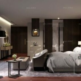 Modelo 3D da cena interior do quarto da casa moderna