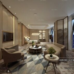 3D модель интерьера комнаты-студии отеля