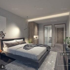 Modelo 3D da cena interior do hotel com quarto moderno