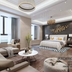 Grand Hotel Bedroom With Sofa Interior Scene 3d model
