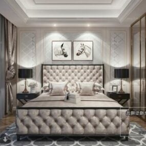 Modello 3d di scena interna elegante piccola camera da letto