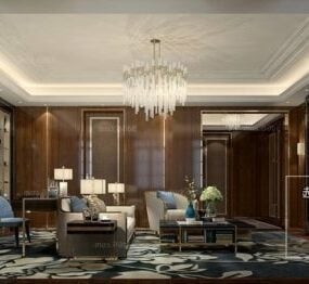 Luxury Workspace With Sofa Interior Scene 3d model