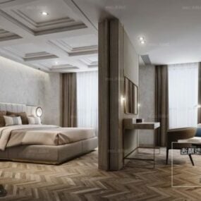 Modello 3d della scena interna della camera da letto moderna moderna