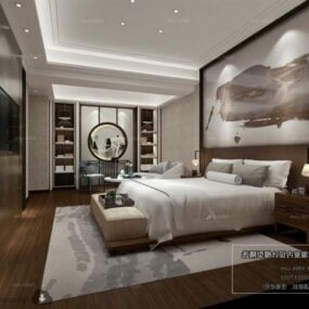 Chinesisches modernes Schlafzimmer-Innenszenen-3D-Modell