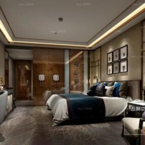 Master Bedroom With Worktable Interior Scene 3d model
