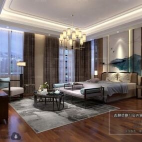 Elegant Design Home Bedroom Interior Scene 3D-malli