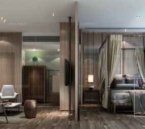 3д модель интерьера главной спальни элегантного дизайна