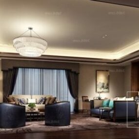 Luxurious Villa Master Bedroom Interior Scene 3d model