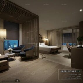 Thiết kế trang nhã Nội thất phòng ngủ Master Mô hình 3d