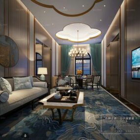 Postmodern Style Living Room Interior Scene 3d model