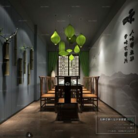 Mô hình nội thất phòng ăn riêng của Trung Quốc Mô hình 3d