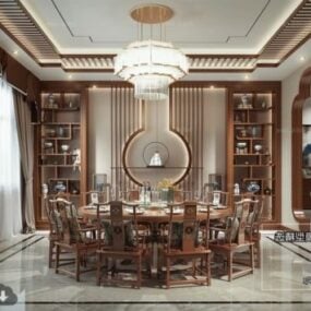 Kinesiska hus matsal interiör scen 3d-modell