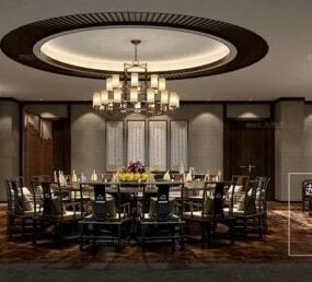 Mô hình nội thất phòng ăn hiện đại Trung Quốc 3d