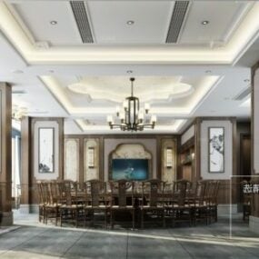 نموذج المشهد الداخلي لقاعة الاجتماعات الصينية الكبيرة ثلاثي الأبعاد