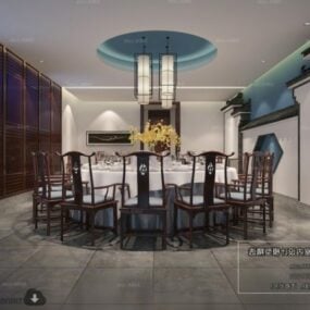 Asian Private Restaurant Space Interior Scene 3d model