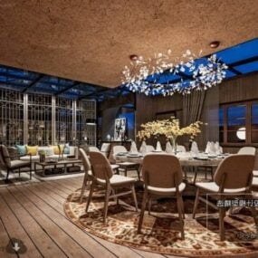 Restaurant Eetkamer Drinkruimte Interieur Scène 3D-model