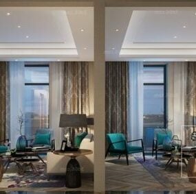 Lägenhetshus Vardagsrum Interiör Scen 3d-modell
