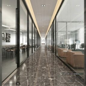 Modern Glass Office Indoor Interior Scene 3d model