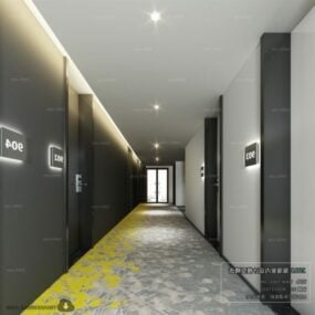 3D-Modell der modernen Wohnungskorridor-Innenszene