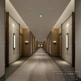 نموذج المشهد الداخلي لردهة الفندق الحديث ثلاثي الأبعاد