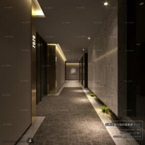 럭셔리 대리석 아파트 로비 인테리어 장면 3d 모델