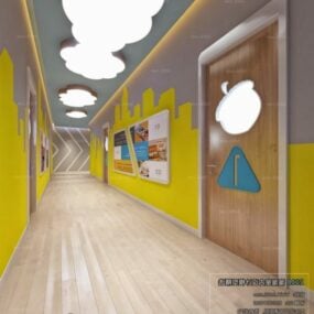 3D-Modell der Kindergarten-Lobby-Innenszene