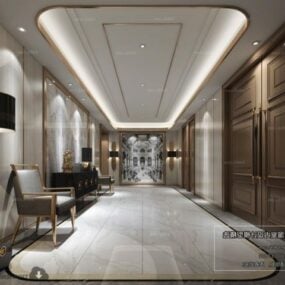 Hall d'hôtel de luxe avec scène intérieure de fauteuil modèle 3D