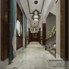 Enkel Design Modern Lobby Interiör Scen 3d-modell