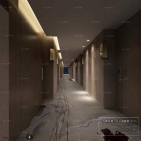 مدل سه بعدی صحنه داخلی راهرو هتل