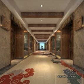 Kinesisk stil Heis Lobby Interiør Scene 3d-modell