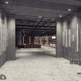 Modelo 3D da cena interior do lobby da livraria