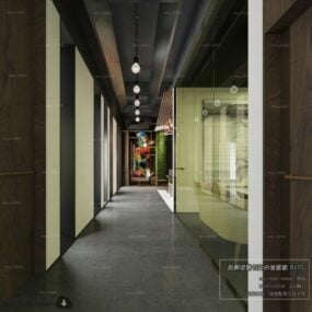 Estilo moderno de la escena interior del vestíbulo de la oficina modelo 3d
