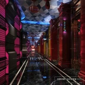 Luxury Bar Club Lobby Interior Scene 3D-malli