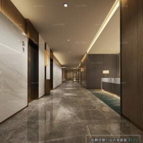 सरल डिज़ाइन होटल रिसेप्शन आंतरिक दृश्य 3डी मॉडल