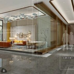 Scène d'intérieur de design moderne du hall d'entreprise modèle 3D