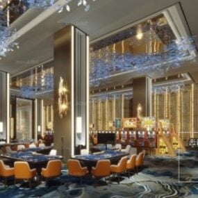 Modelo 3D de cena interior de salões de reuniões de luxo
