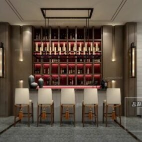 럭셔리 하우스 와인 룸 인테리어 장면 3d 모델