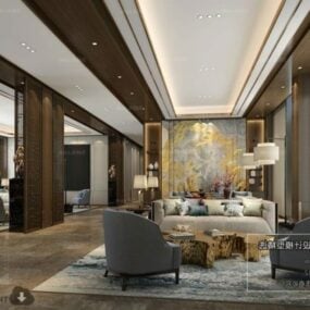 Luxury Hotel Reception Room Interior Scene 3d model
