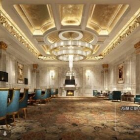 Luxury European Classical Conference Room Interior Scene 3d model