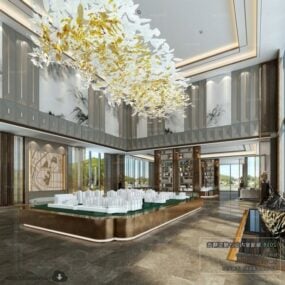 Teplý moderní styl Real Estate Showroom Interiér scény 3D model