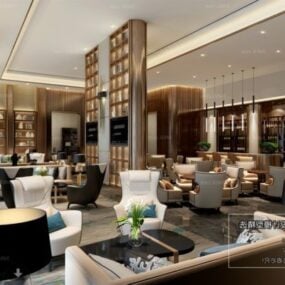 3D-Modell der antiken Design-Hotel-Lounge-Innenszene