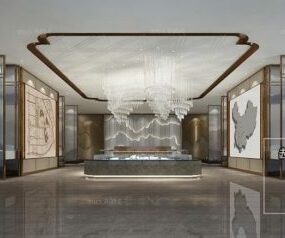 Moderni Real Estate Showroom Design Interior Scene 3D-malli
