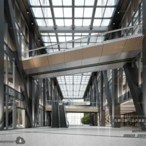 مدل سه بعدی صحنه داخلی لابی ساختمان مرتفع