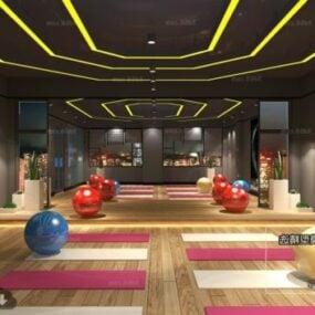 Modello 3d della scena interna del centro yoga