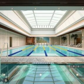 Modelo 3d da cena interior de duas piscinas internas