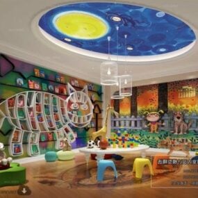 3д модель интерьера гостиной детского сада