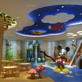 Modelo 3D da cena interior do playground do jardim de infância